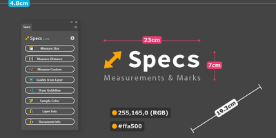 PS一键尺寸测量标注工具 Specs v1.1.1 中文汉化版插件下载 PS一键尺寸测量标注工具 Specs v1.1.1 中文汉化版插件下载