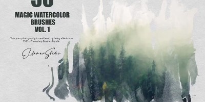 50款魔法水彩画笔PS笔刷_第一卷 Magic Watercolor Brushes – Vol. 1 50款魔法水彩画笔PS笔刷_第一卷 Magic Watercolor Brushes – Vol. 1